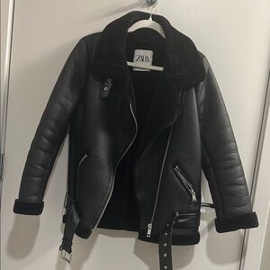 XS ZARA Black Faux Leather Jacket